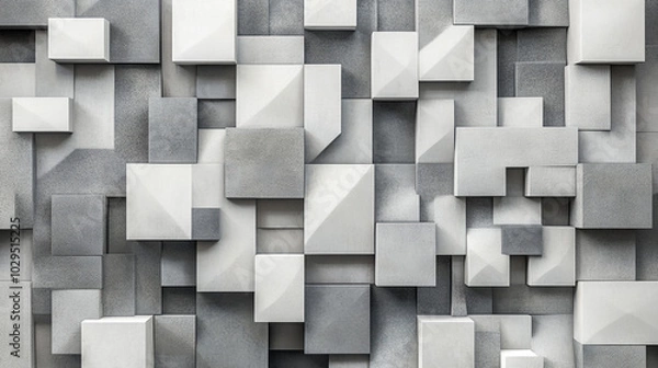 Fototapeta Abstract Grey and White 3D Cube Pattern Background Texture