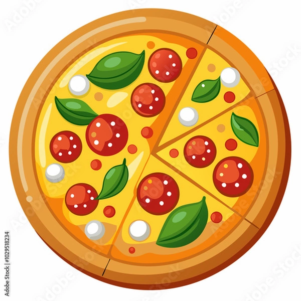 Fototapeta a new york cheese pizza vector art on a clear white background, vector, digital illustration