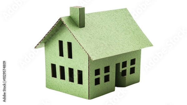 Fototapeta Eco-friendly green paper house model symbolizing sustainable architecture and environmental responsibility. Perfect for real estate promotions.