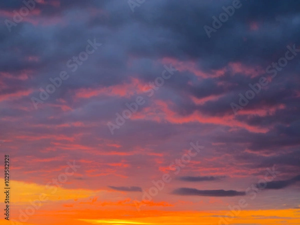 Fototapeta Sunset sky background overlay. Ideal for sky replacement