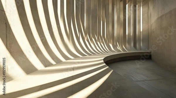 Fototapeta Curved beams casting dynamic light and shadow patterns, evoking a futuristic and artistic design aesthetic. High resolution illustration