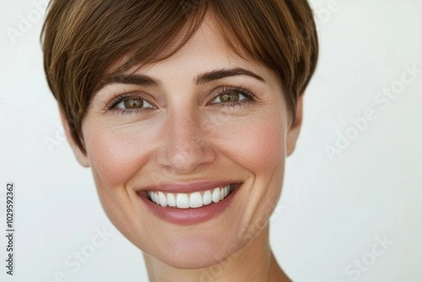 Fototapeta Close-up portrait of a woman. Background with selective focus and copy space for text