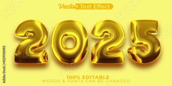 Fototapeta Balloon 2025 New Year Vector Editable Text Effect Template