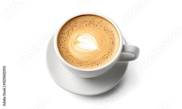 Fototapeta Cup of coffee latte isolated on white backgroud with clipping path 