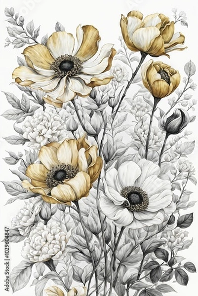 Obraz flowers on a white background