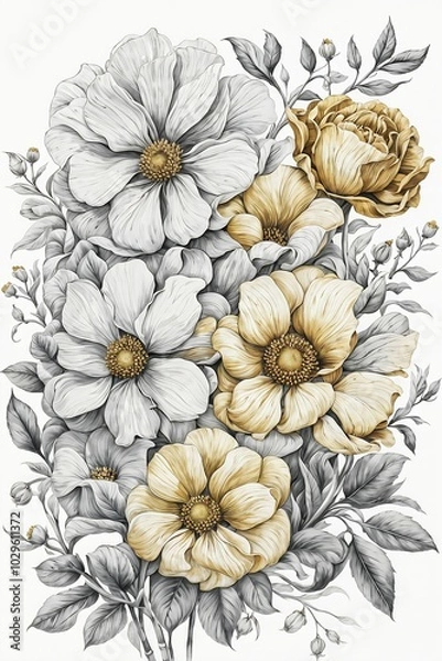 Obraz white and yellow flowers