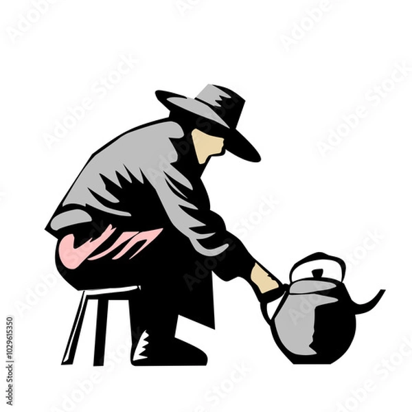 Obraz A farmer watering plants