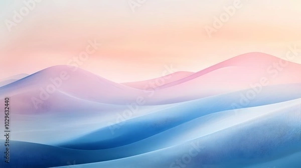 Fototapeta 2. **An ethereal landscape with smooth, flowing shapes and gentle gradients, illuminated by a soft, diffused light that enhances the sense of spaciousness.