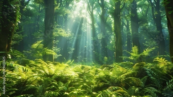 Obraz Sunbeams Through The Forest