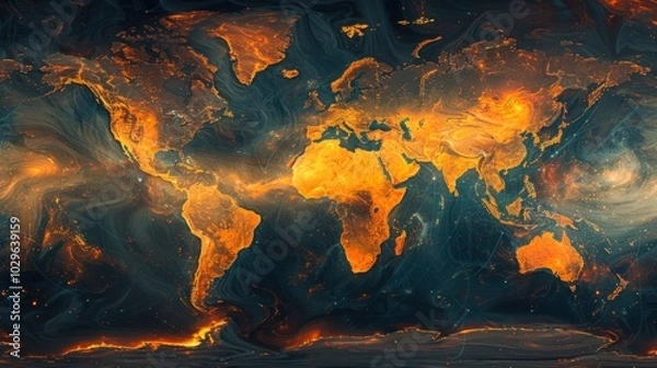 Obraz World Map Art -  Connections and Global Interconnectivity