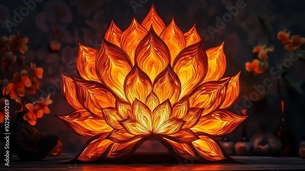 Fototapeta Layered paper cut Turkish lantern with detailed patterns and symmetrical shapes, paper cut lantern, traditional Turkish design