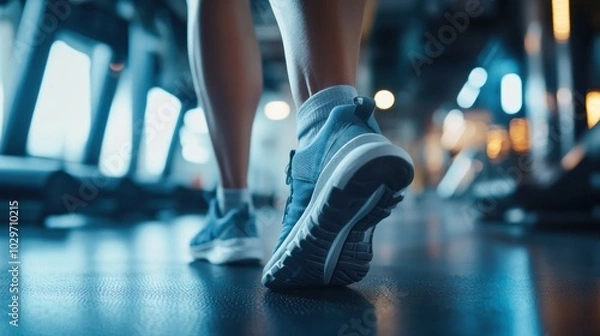 Fototapeta Fitness accident during a high-intensity interval training session, person spraining their ankle