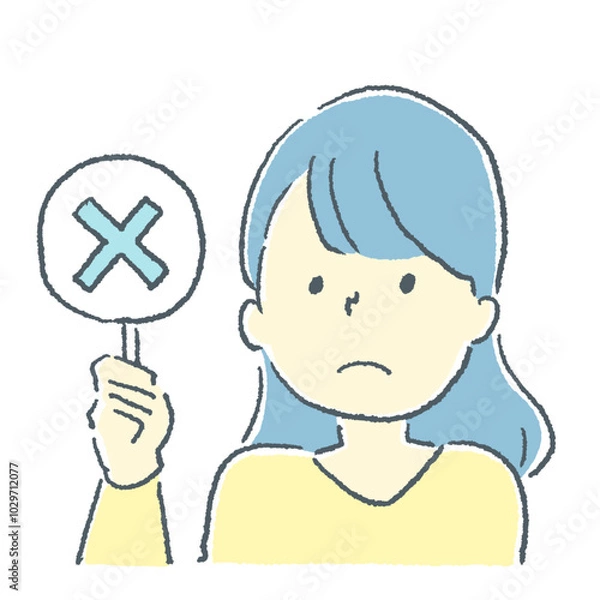 Fototapeta バツを上げる女性の素材イラスト