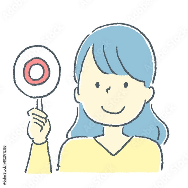 Fototapeta 丸を上げる女性の素材イラスト