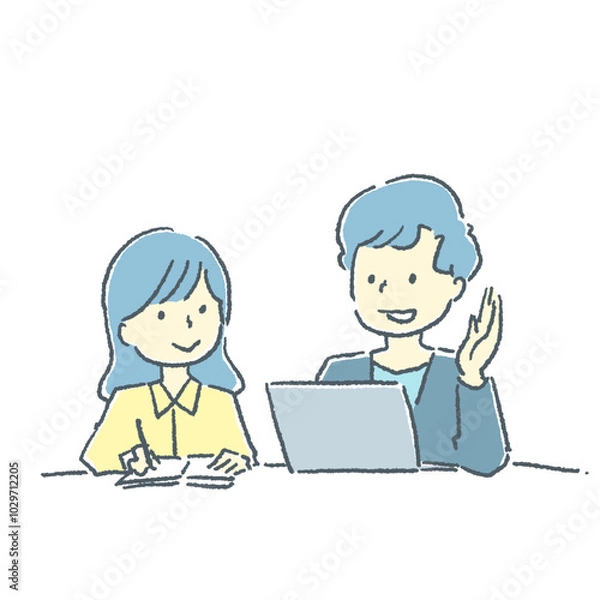 Fototapeta 教育している男性と女性の素材イラスト