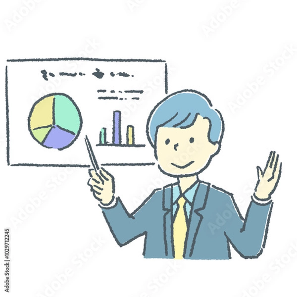 Fototapeta グラフで説明している男性の素材イラスト