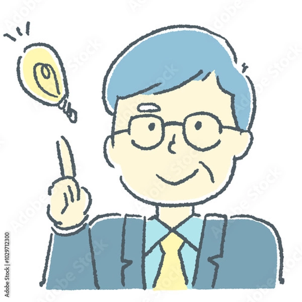 Fototapeta 閃いた年配ビジネスマンの素材イラスト