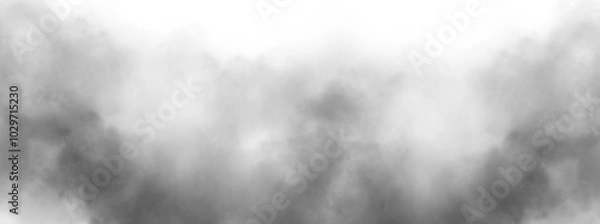 Fototapeta Smoke Texture overlays on transparent background. Misty effect, text or space, Design element,  Abstract black gray texture. Png image.