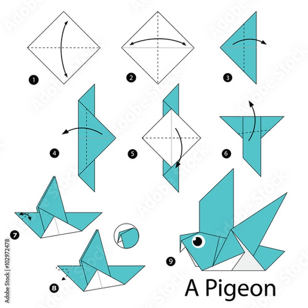 Obraz step by step instructions how to make origami A Bird.