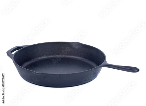 Obraz Iron skillet isolated on white background