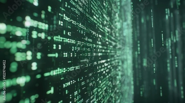 Fototapeta Abstract Digital Matrix with Green Binary Code