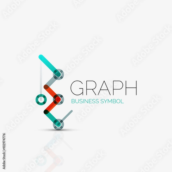 Fototapeta Abstract logo idea, linear chart or graph  business icon. Creative vector logotype design template