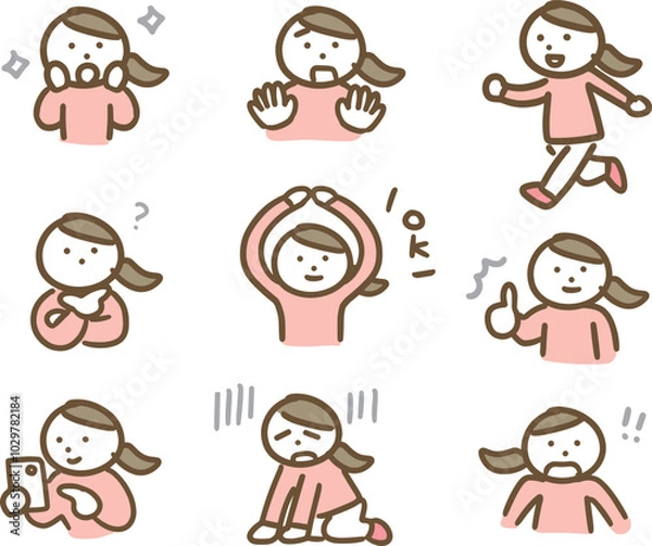 Fototapeta 女性のいろんなリアクションのセット