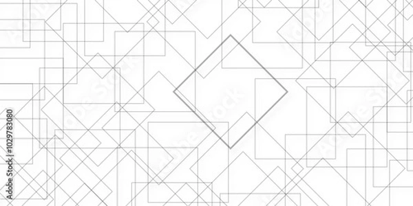 Fototapeta Abstract background is white with an old surface and white 3d lines and technology modern background design, 