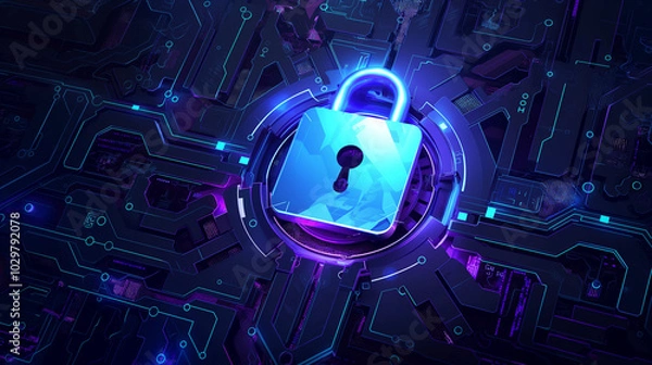 Fototapeta Futuristic Cybersecurity and Digital Protection in Modern Business: Advanced Technology Designs Ensuring Secure Data and Network Integrity
