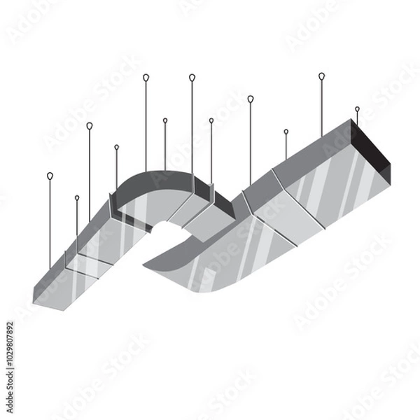 Fototapeta Mechanical Ducting Joint Hanging On Ceiling Vector Illustration.eps