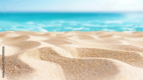 Fototapeta A serene closeup of soft sand, evoking the tranquility of a peaceful beach morning with gentle coastal hues.