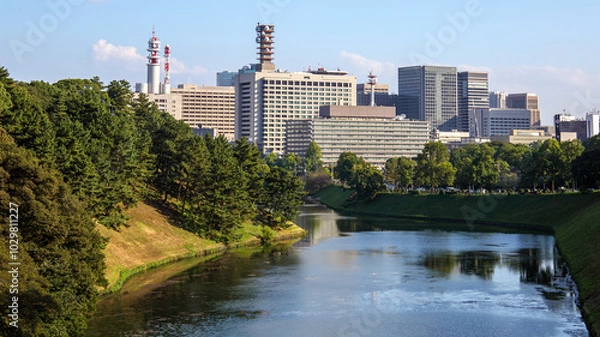 Fototapeta お濠越しに見える都会