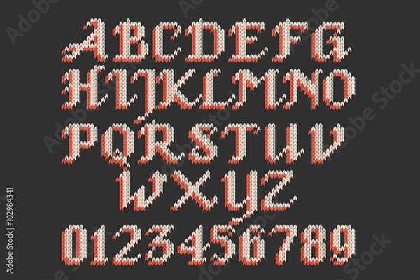 Fototapeta Vintage knitted alphabet