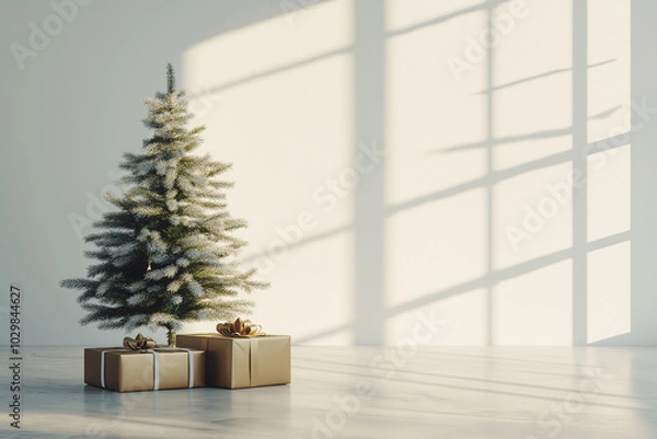 Obraz クリスマスツリーとプレゼントボックス