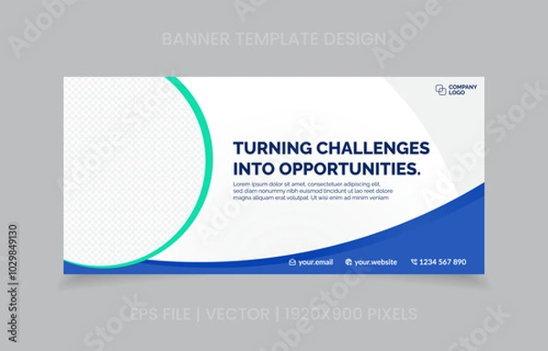 Obraz template banner design green and blue color, easy to replace image and text.