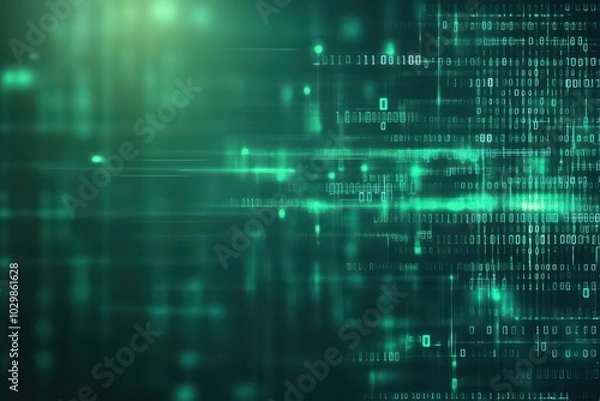 Obraz Green matrixinspired binary code, scifi futuristic background, digital flow