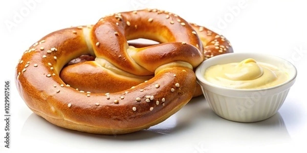 Obraz Soft pretzel with cheese sauce