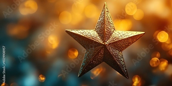Fototapeta A golden star against a gradient background adds a touch of brilliance and elegance.