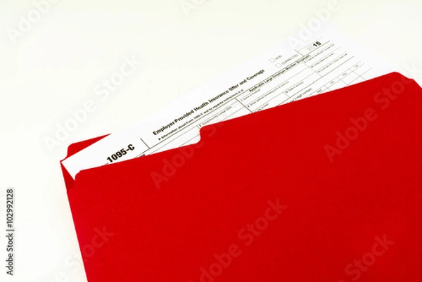 Obraz Tax Form 1095-C, Tax Form Details with Light Background