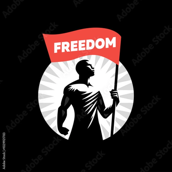 Fototapeta Protest man. People protest with a flag and a fist