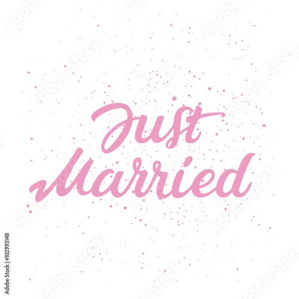 Fototapeta Hand drawn lettering of text Just Married 