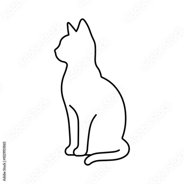 Fototapeta Sitting cat line vector icon