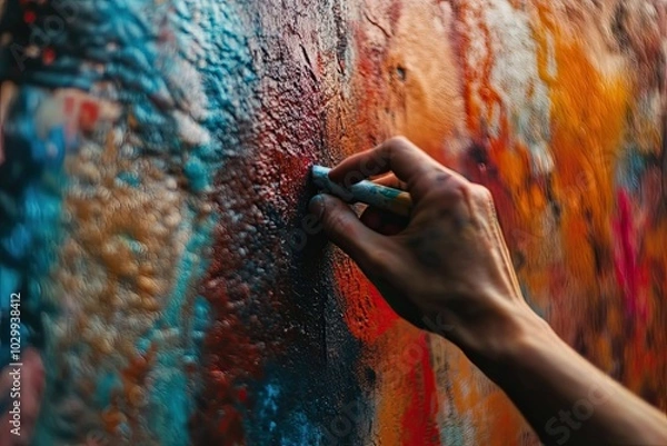Fototapeta Hand Painting Abstract Colorful Artwork with Pastel