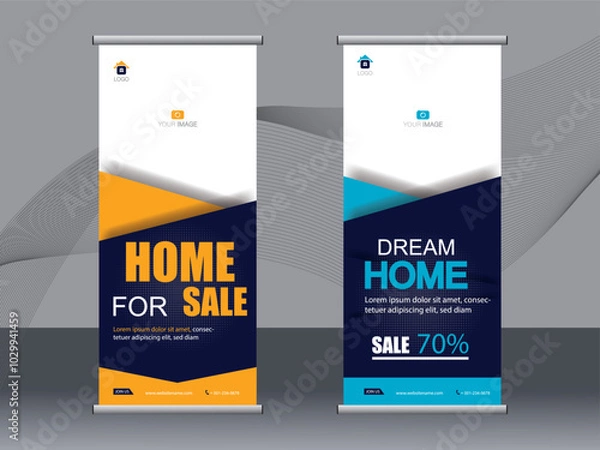 Obraz Business banner roll up set, standee banner template .modern banner.