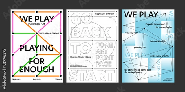 Obraz Poster template Lines connecting points dots line concept layout print flyer color gradient unique simple minimal modern styler creative graphic design collection use web front page a4 printing annual