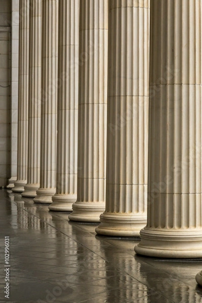 Fototapeta Many old greek columns with reflection