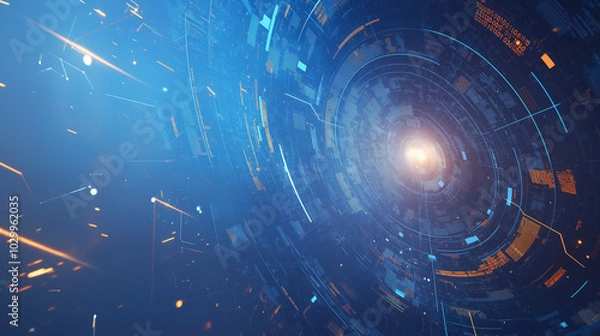 Fototapeta Abstract digital connections showcasing data and blockchain technology, emphasizing the innovative and transformative nature of modern networks. This composition captures the essence of interconnected