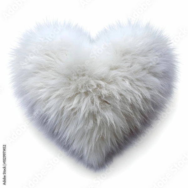Fototapeta charming heart shape in fluffy white on a pure white background