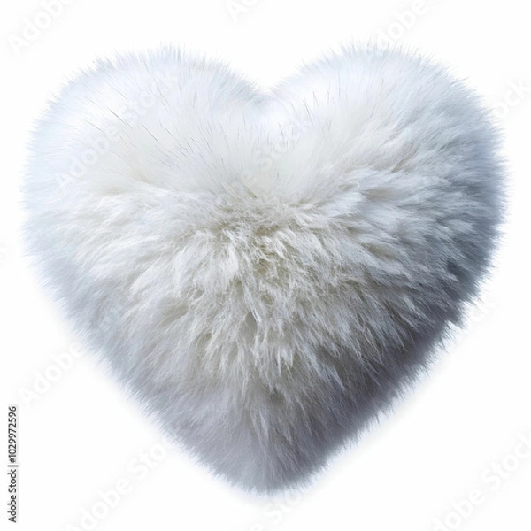 Fototapeta charming heart shape in fluffy white on a pure white background