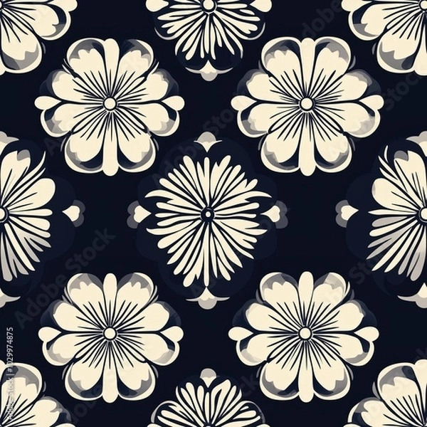 Fototapeta Elegant Asanoha Seamless Floral Pattern Design